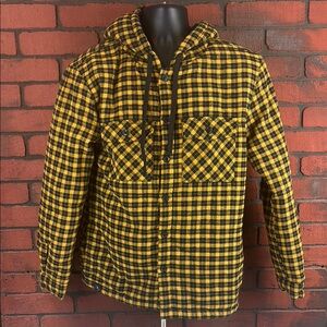 Brooklyn Standard‎ Men’s Small Yellow & Black Plaid Fleece-Lined Shirt Jacket